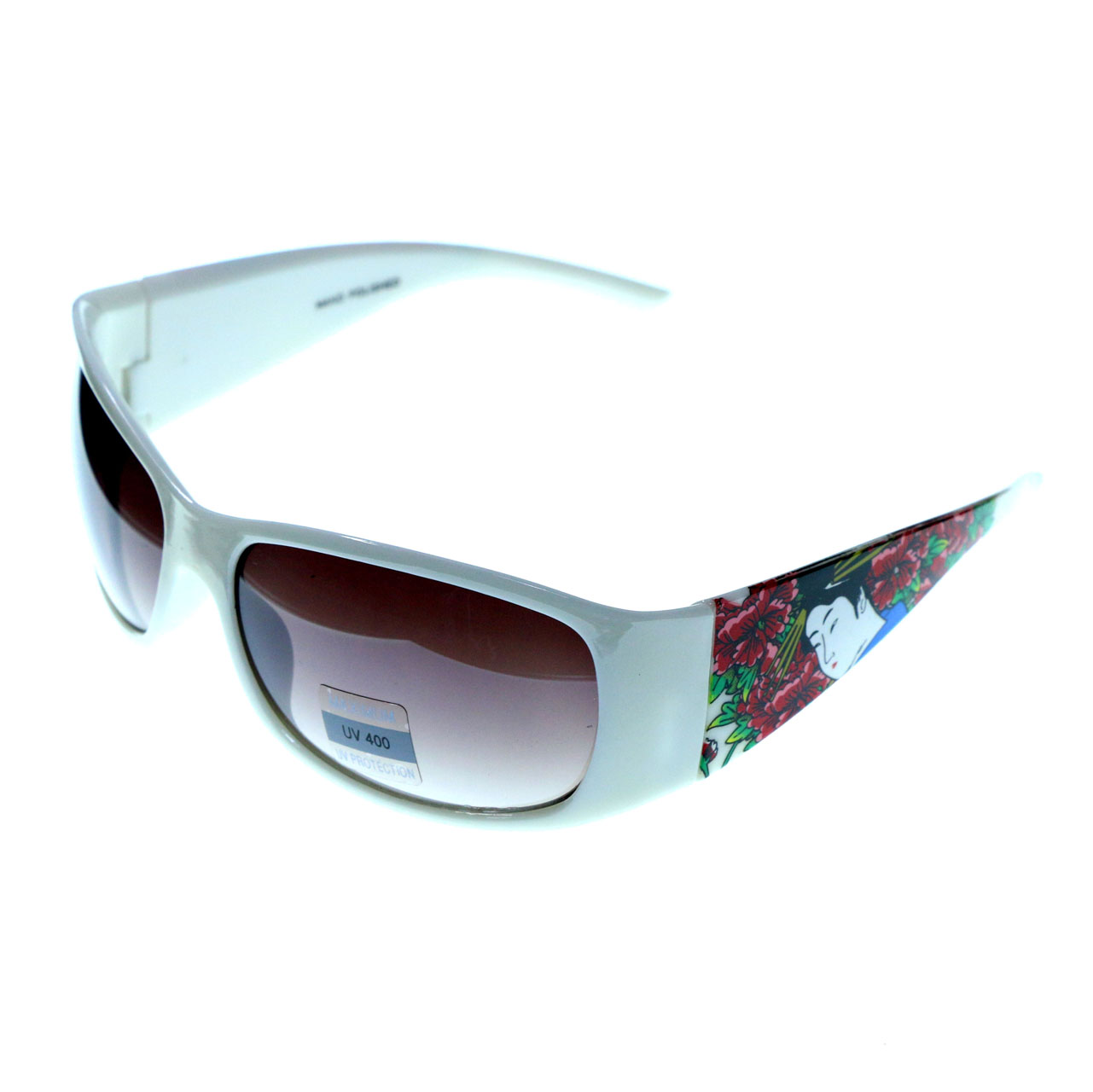 Mi Amore UV protection Oriental print Goggle-Sunglasses White Frame & Gray Lens - image 1 of 2