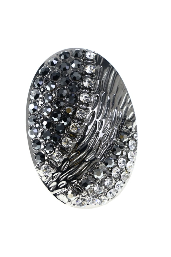 Zebra Stripe Adjustable-Ring Silver-Tone/Black Size: Adjustable