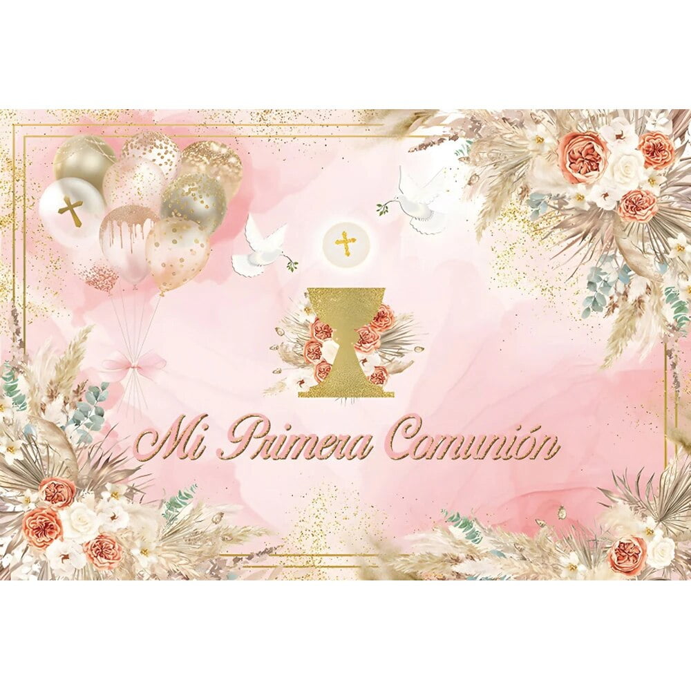 Mi Baptism Backdrop God Bless Boy Girl First Holy Communion Chalice ...