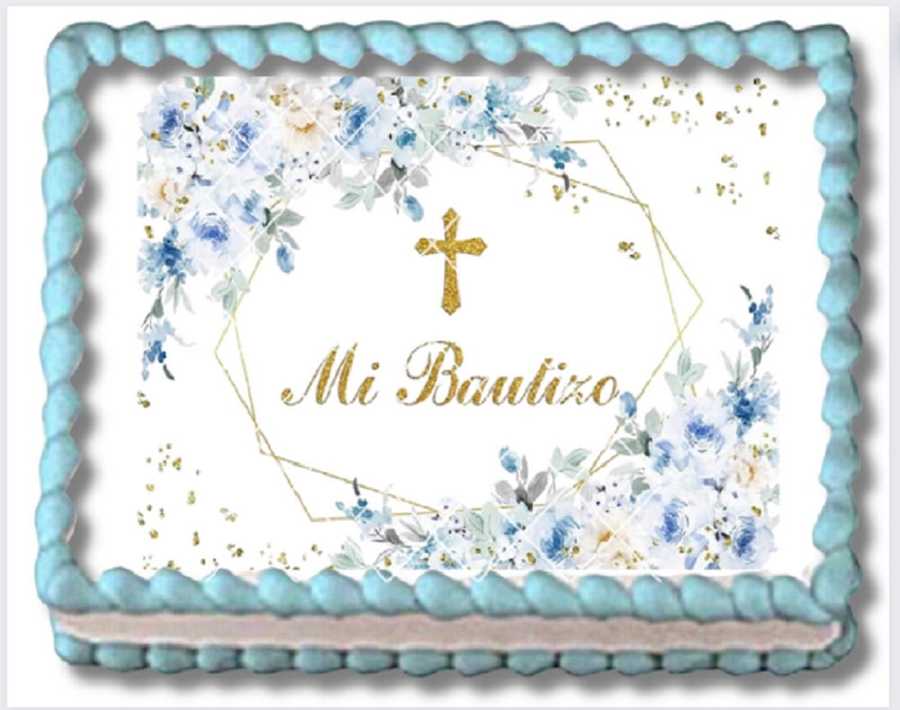 Mi Bautizo Baptism Edible Image Cake Topper, by ToriBellas Designs