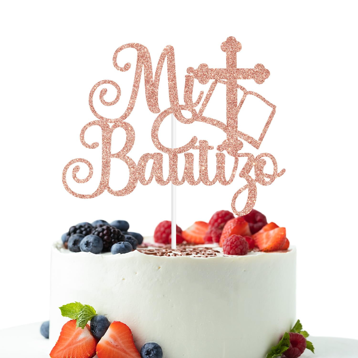 Gold Glitter Mi Bautizo Cake Topper – Tauf-Kuchenaufsatz Auf Spanisch, Mit 'God Bless' Für Kommunion & Baby Shower