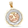 thumbnail image 1 of Mi Bautizo Pendant 14k Yellow White Rose Gold Round Christian Charm Solid Tri Color 20 x 18 mm, 1 of 1