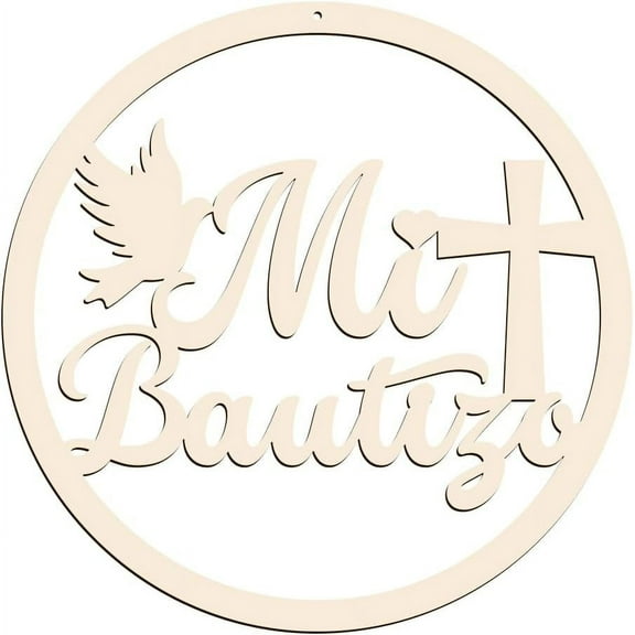 Mi Bautizo Wooden Sign Baby Shower Supplies Wood Letters Sign Decorations Photo Booth Mi Bautizo Baby Shower Hanging Wall Ornaments 11.8 inch Beige for diy making