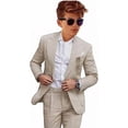 thumbnail image 1 of Boys Linen Suit for Wedding 2 PC Kids Linen Suit for Summer Boys Formal Suit Ring Bearer Outfit, 1 of 9