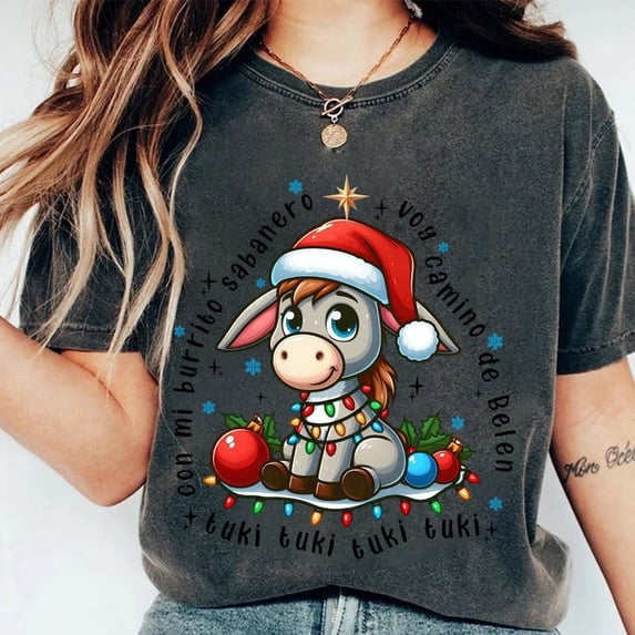 Mi Burrito Sabanero Mexican Shirt, Feliz Navidad Shirt, Tuki Tuki Donkey Latino Xmas Shirt, Mexican Christmas Shirt, Christmas Mexican Shirt