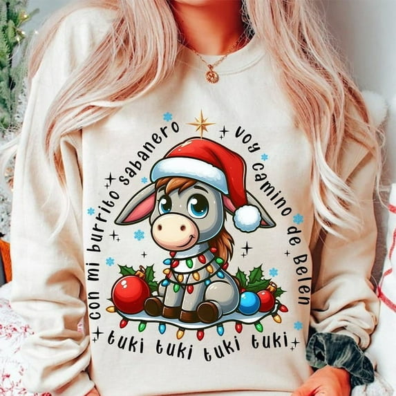 Mi Burrito Sabanero Mexican Sweatshirt, Feliz Navidad Shirt, Tuki Tuki Donkey Latino Xmas Sweatshirt, Mexican Christmas Sweatshirt, Christmas Mexican Shirt