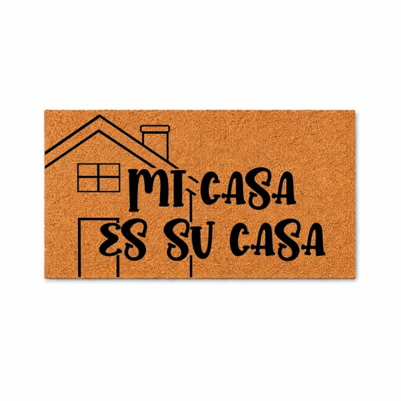 Mi Casa Es Su Casa Doormat, Spanish Welcome Entryway Door Mat With House Outline Design (16x24 inches) WoodByStu 5542