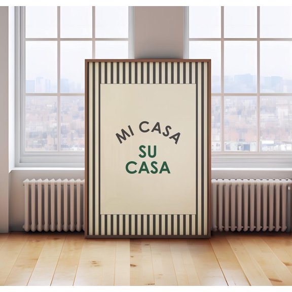 Mi Casa Su Casa Wall Art Hallway Typography Print Entryway, Unframed Paper Print