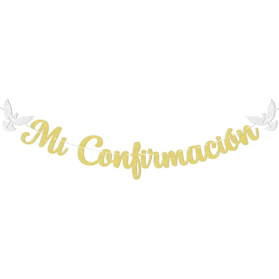Mi Confirmacin Banner First Communion Bunting Sign, God Bless Banner, Religious Baptism Christening Decorations, Cross God Bless Christening Party Decorations for Christian Kids Boy Girl