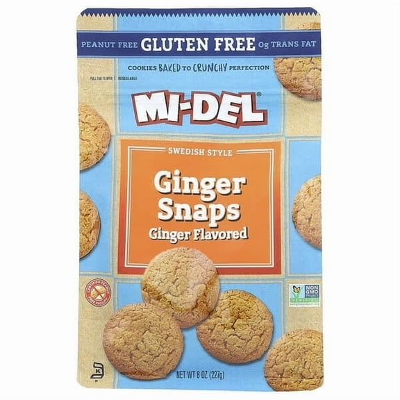 Mi-Del Cookies, Swedish Style Ginger Snaps, Ginger , 8 oz Pack of 2