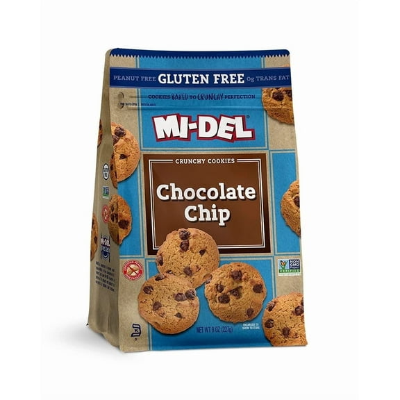 Mi-Del Gluten Free Crunchy Cookies Chocolate Chip - 8 oz Pack of 2