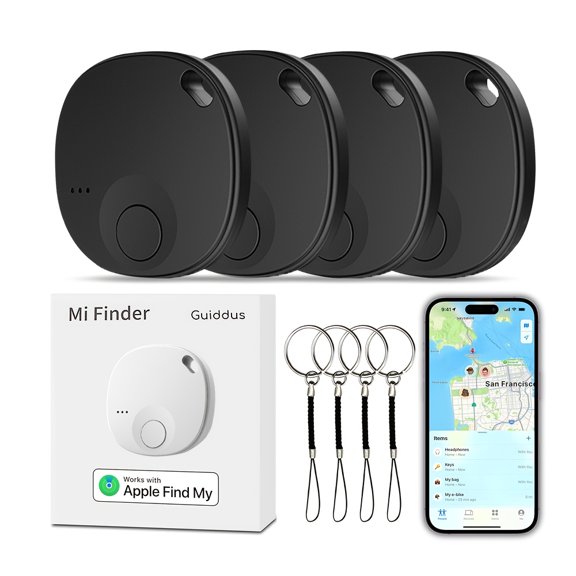 Mi Finder 4 Pack Anti-Loss GPS Smart Tag for iOS, Mini Tracker for Keys, Wallet, Pets, Suitcase, 1 Year Battery Life, Real-Time Short Distance Positioning