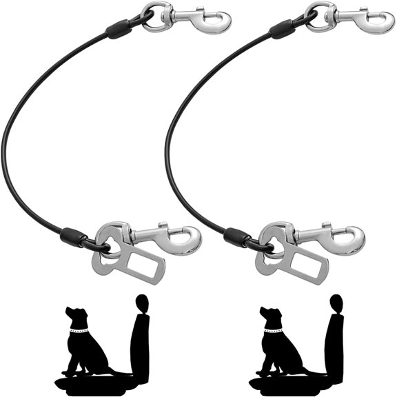 Mi Metty Dog Car Harnesses.Dog Car Seatbelt Made of Coated Wire Rope Safety Restraint No-Chew Tether Cable. Vehicle Harnesses with Double Clips and Latch Attachment. Heavy Duty