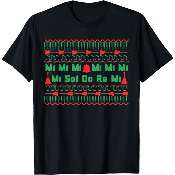 Mi Mi Mi Sol Do Re Mi Music Notes Teacher Ugly Christmas T-Shirt ...