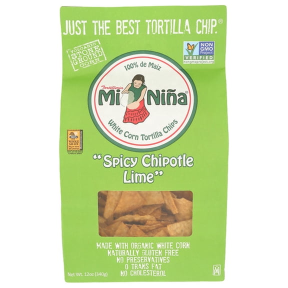 Mi Nina 2205110 12 oz Chipotle & Lime Tortilla Chips - Pack of 9