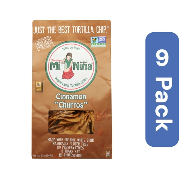 Mi Nina Tortilla Chips Cinnamon Churro 12 oz (Pack of 9)