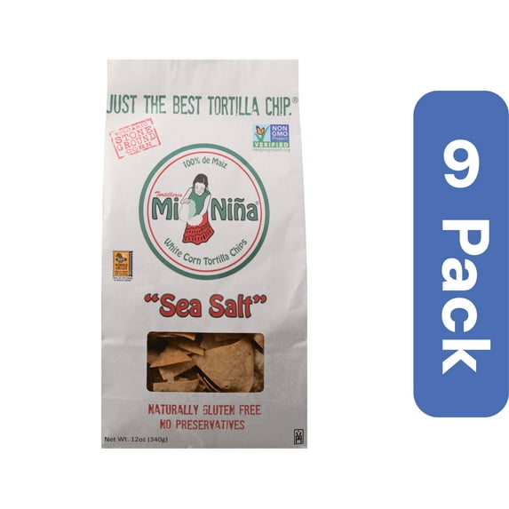 Mi Nina Tortilla Chips Sea Salt 12 oz (Pack of 9)