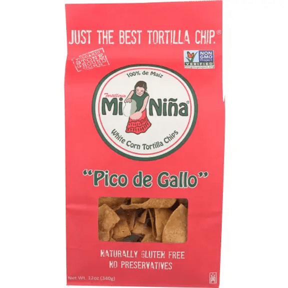 Mi Nina White Corn Tortilla Chips Pico De Gallo Naturally Gluten Free, 12oz (Pack of 9)
