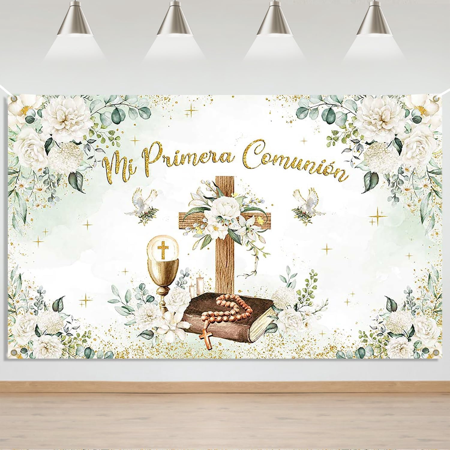 Mi Primera Comunion Backdrop First Holy Communion Baptism Background ...
