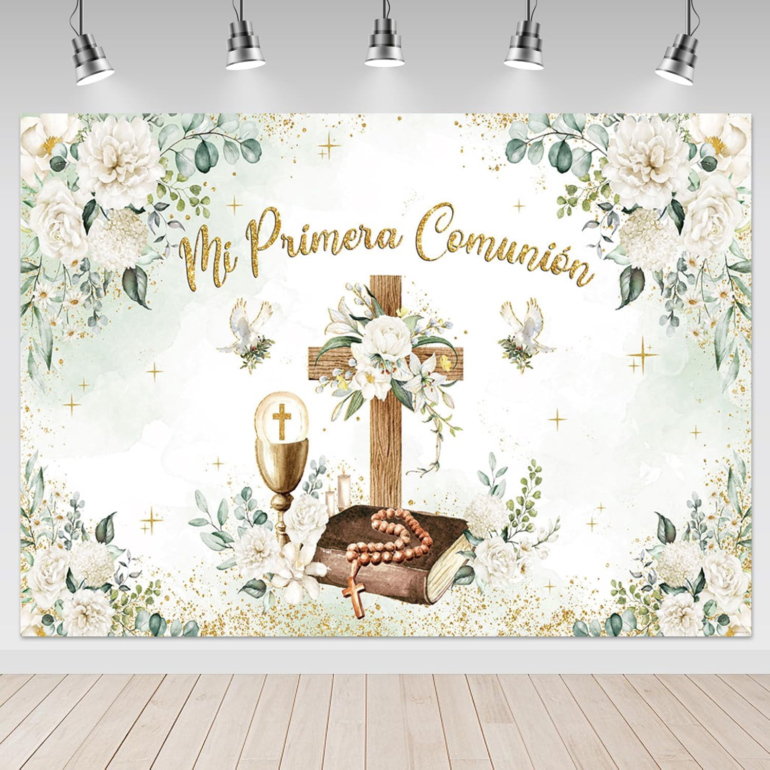 Mi Primera Comunion Backdrop First Holy Communion Baptism Background ...