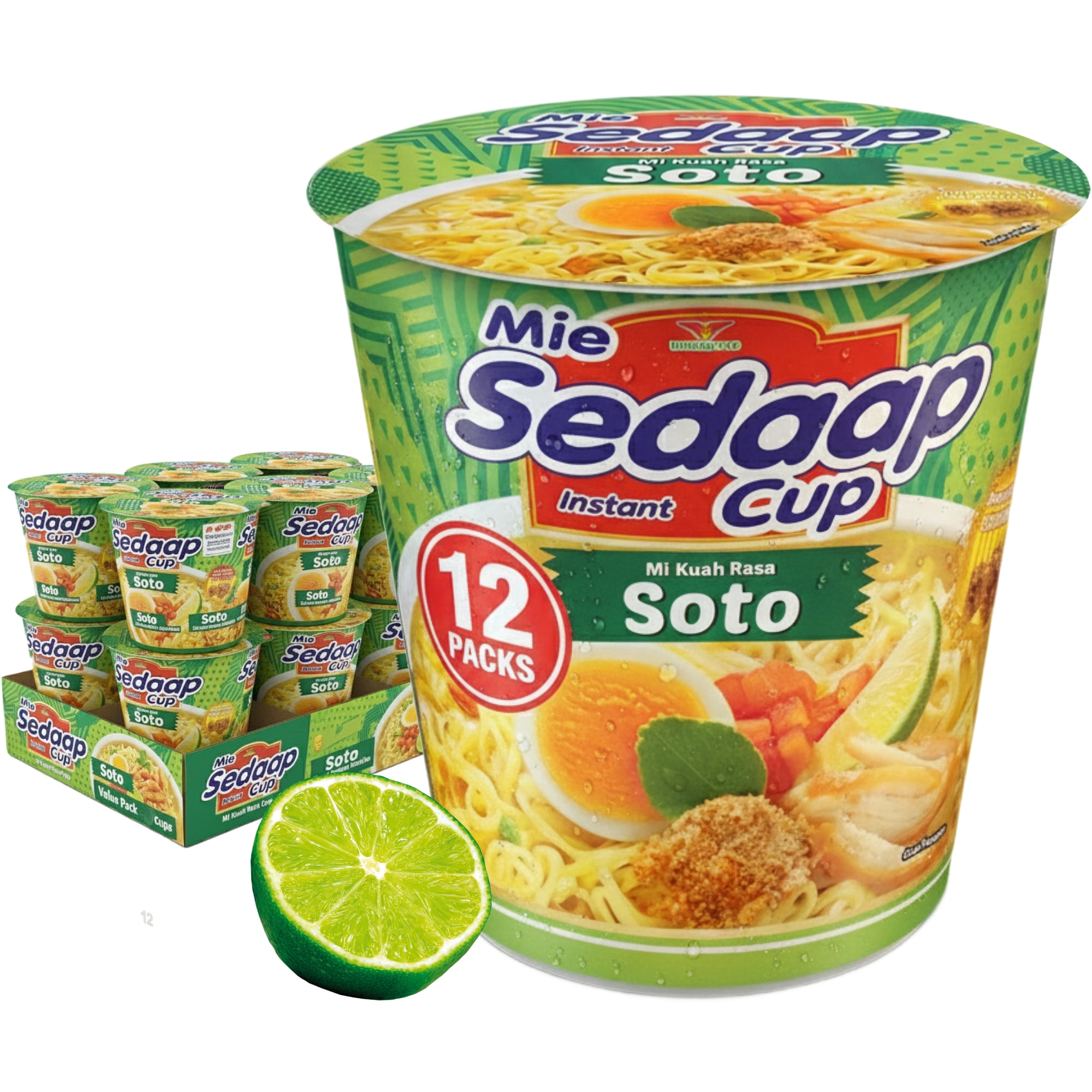 Mi Sedaap - Instant Soup Cup Noodle Soto Flavored 75 g (2.53 oz) per Pack – Pack of 12