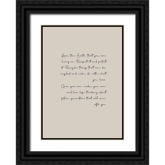 Mi, Suki 14x18 Black Ornate Wood Framed with Double Matting Museum Art Print Titled - Love Your Earth