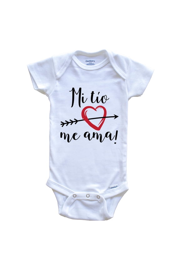 Mi Tío Me Ama - My Uncle Loves Me Spanish Language Niece Nephew Baby Bodysuit - One Piece Baby Bodysuit, 6-9 Months White