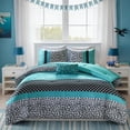 thumbnail image 1 of Mi Zone Full/Queen Teal Leopard Print Kids Comforter Set 4 Piece Polka Dot Dorm Bedding Sets with Matching Sham and Decor Pillow, 1 of 8