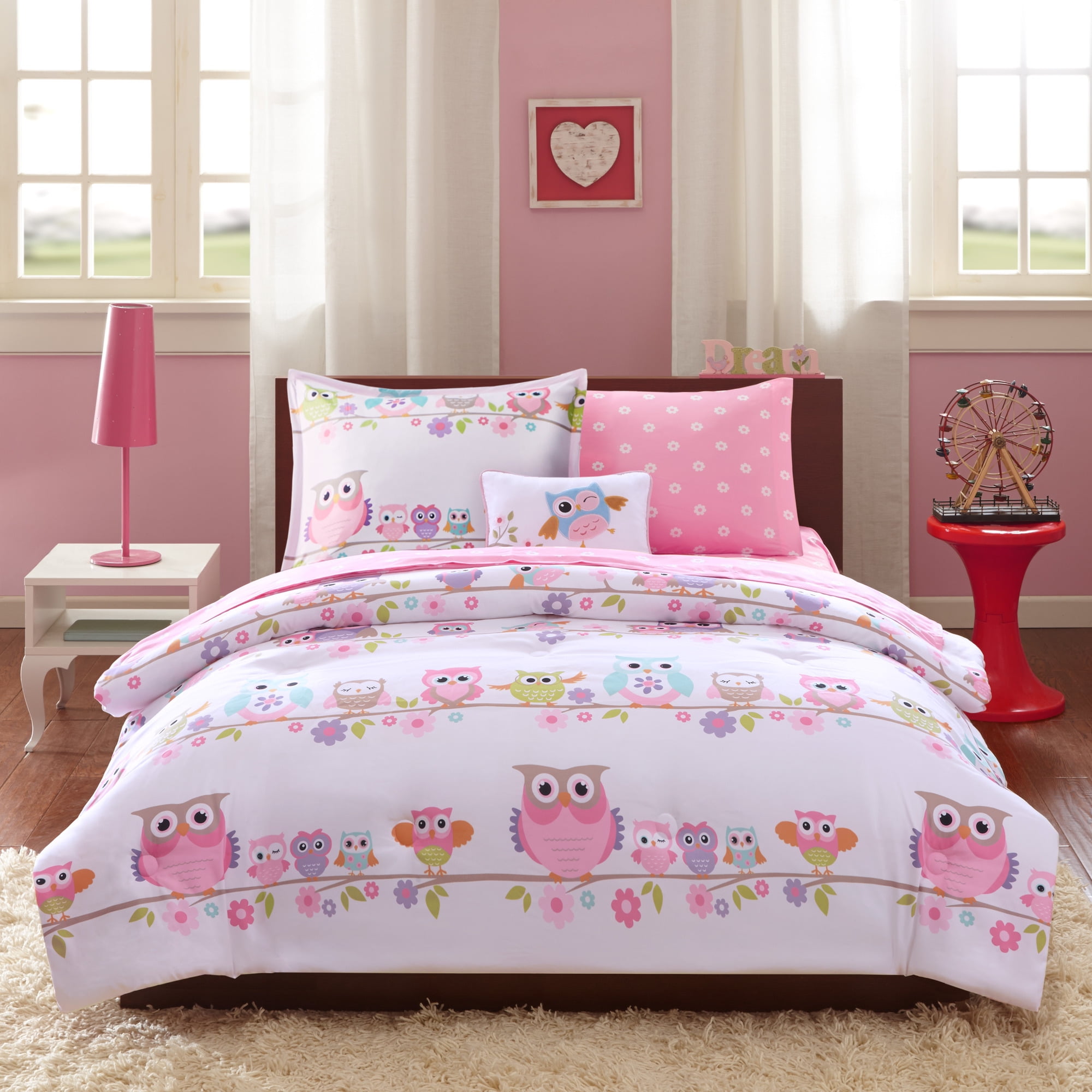 Mi Zone Kids Full Child Bed in a Bag Owl Print 8Piece Comforter Set