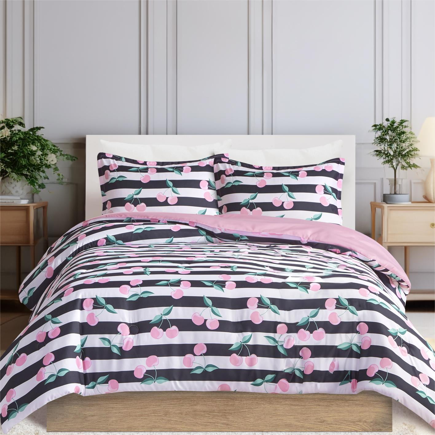 Mi Zone Kids Full/Queen Girls Comforter Sets 3Pcs Cherries Printed All