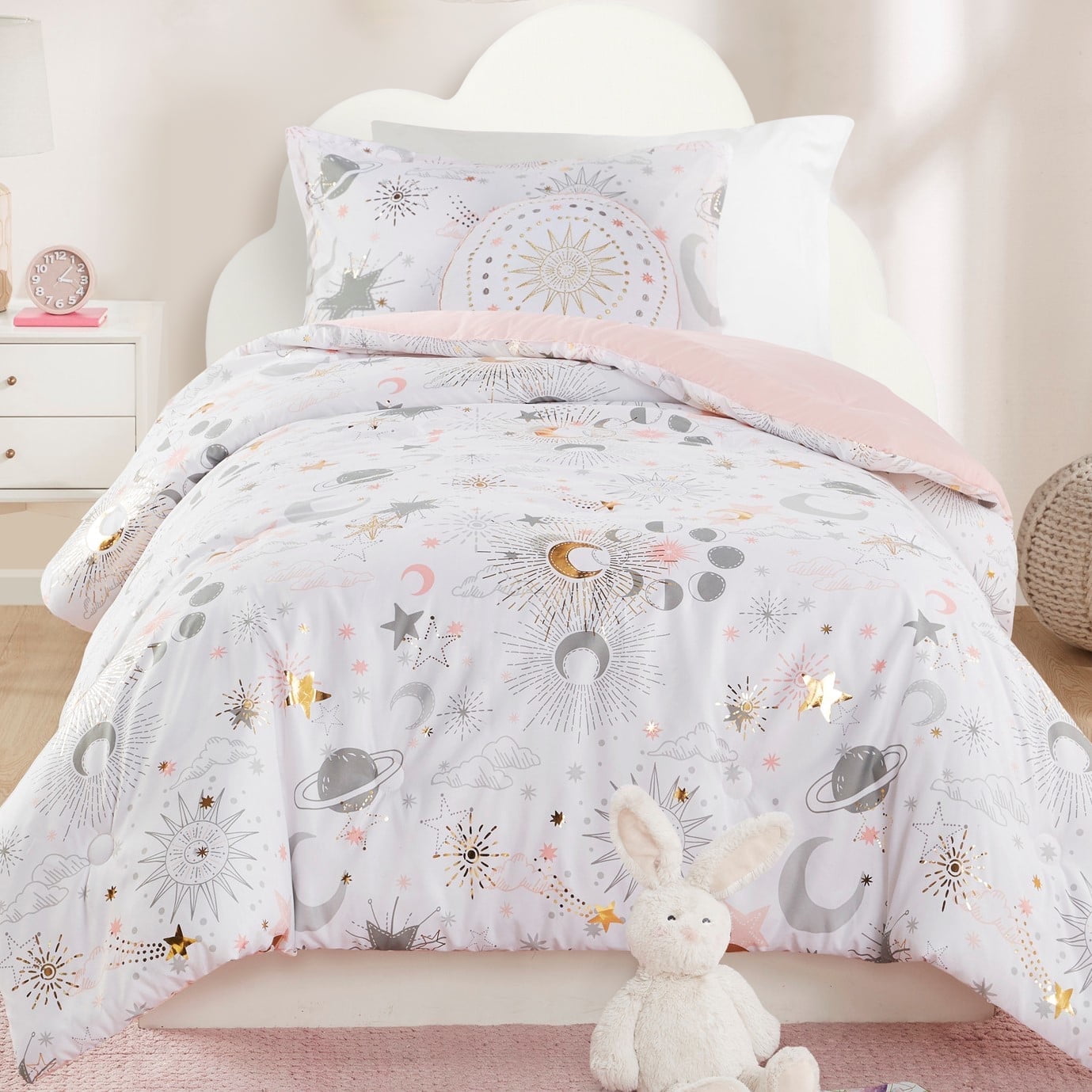 Blush and Gold Starry Sky Twin Comforter Set