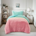 thumbnail image 1 of Mi Zone Twin/Twin XL Comforter Set Shaggy Faux Fur Ultra Soft 2-Piece Ombre Design Warm Bedding Sets Aqua, 1 of 10