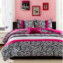 Mi Zone Twin/Twin XL Child Comforter Set with Decor Pillow Pink Polka Dot Zebra Print 3Pcs Bedding