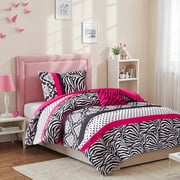 Mi Zone Twin/Twin XL Comforter Set, 3 Piece Polka Dot Girl Dorm Bedding Sets, Pink Zebra Print Kids Bedding Comforter Set with Decor Pillow