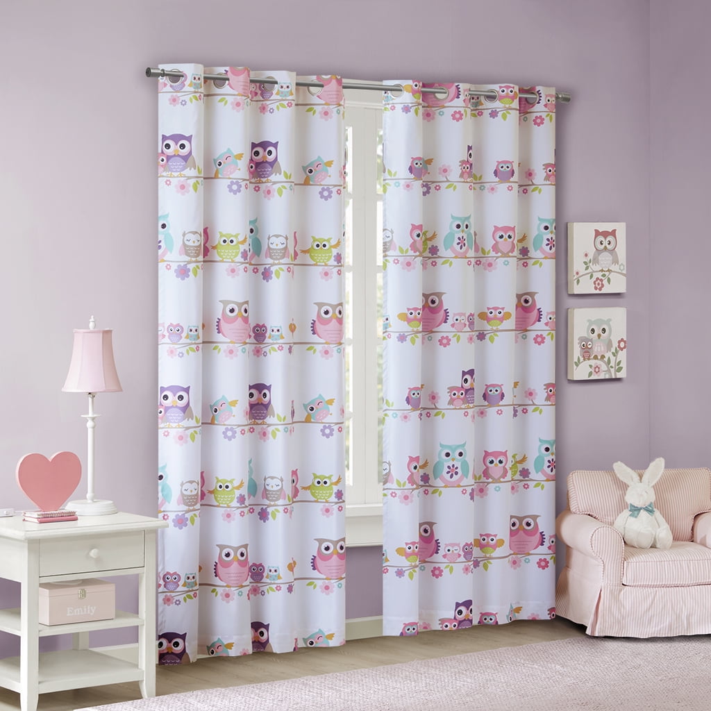Multicolor Owl Print Blackout Kids' Window Panel, 50" x 63"