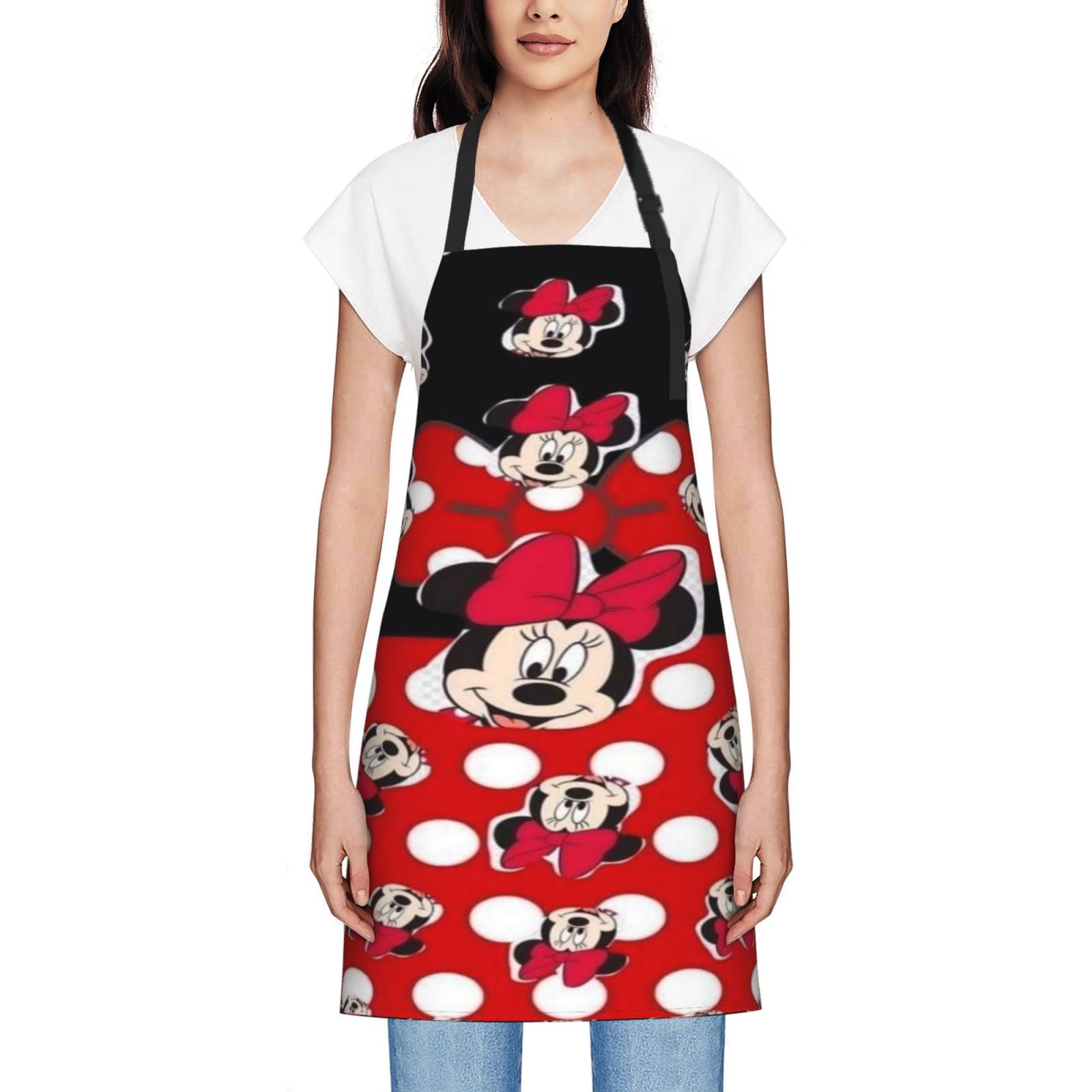 Romantic Minnie and Mickey Mouse outlets in Paris Double Lined/Double Tiered Vintage Retro Apron for Women