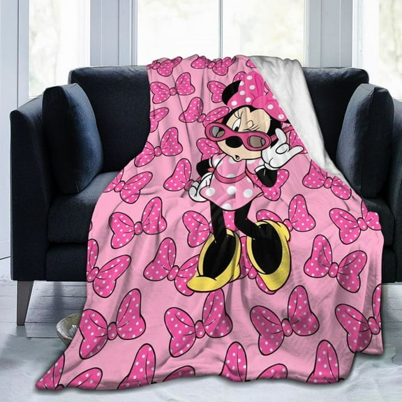 Mi-nnie Mouse Throw Blanket Soft Lightweight Cozy Flannel Warm Bed Blanket for Bedroom Living Couch All Seasons 50x40