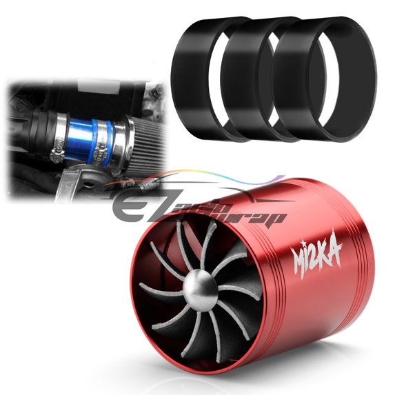 Mi2KA Turbine Air Intake Fuel Gas Saver Double Fan System Turbo 2.5"-3.0" Silver