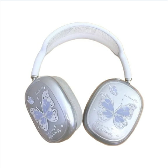 MiFuny Airpods Max Earphone Case Cute Butterfly Pattern Protective Case Aesthetic Cartoon Clear Soft Silicone Cover, IMD Protective Shell