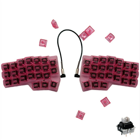 MiFuny Pink Split Keyboard CORNE V4 Wired RGB Hot-swappable MX Mechanical Keyboard Ergonomics VIAL Custom Left and Right Hand Keyboards 4 Types of Shafts To Choose From
