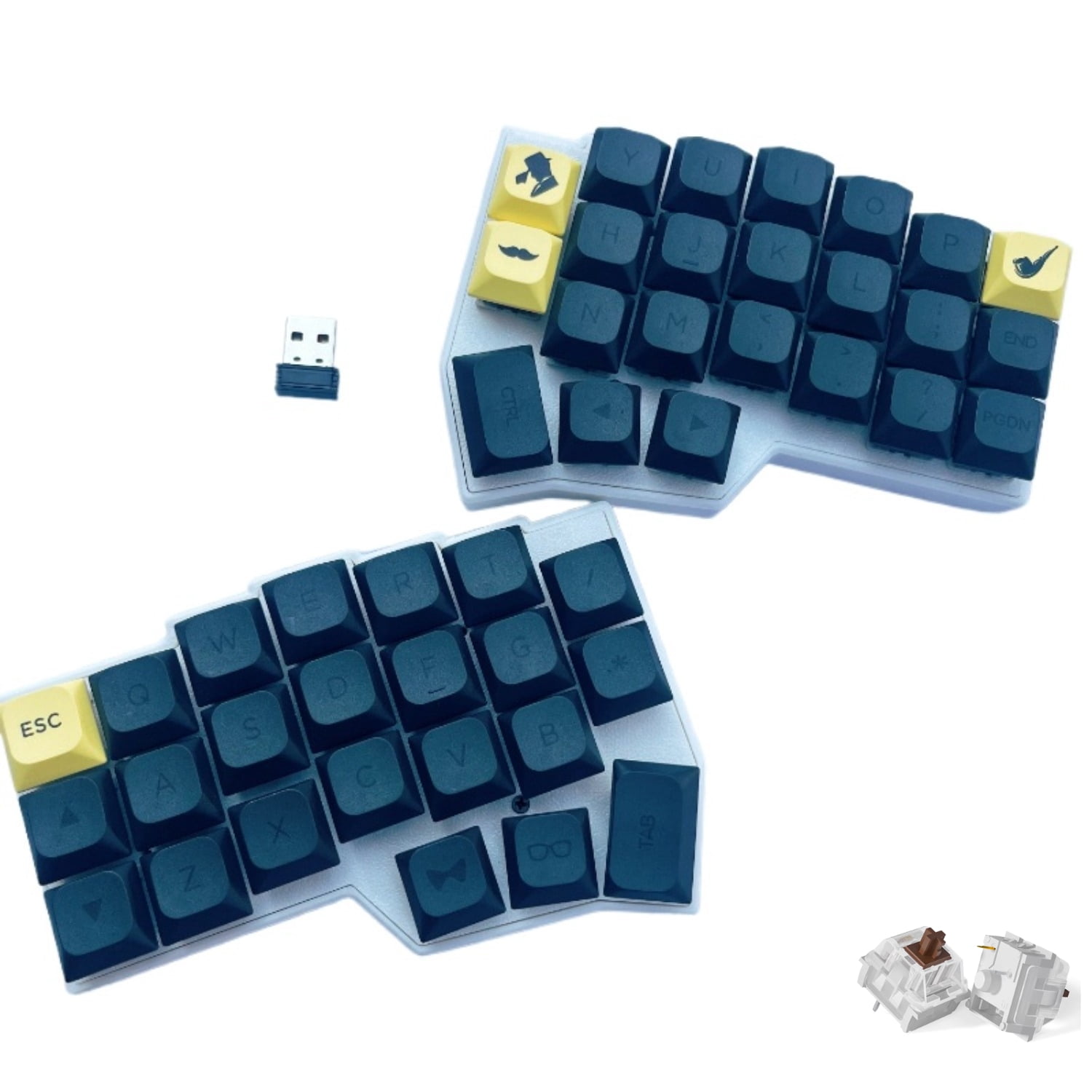 MiFuny WCORNE V4.1 Customize Wireless 2.4G Split Keyboards DIY Hot Swap Ergonomic Design Keyboard Accessory No Shaft Body and Keycap