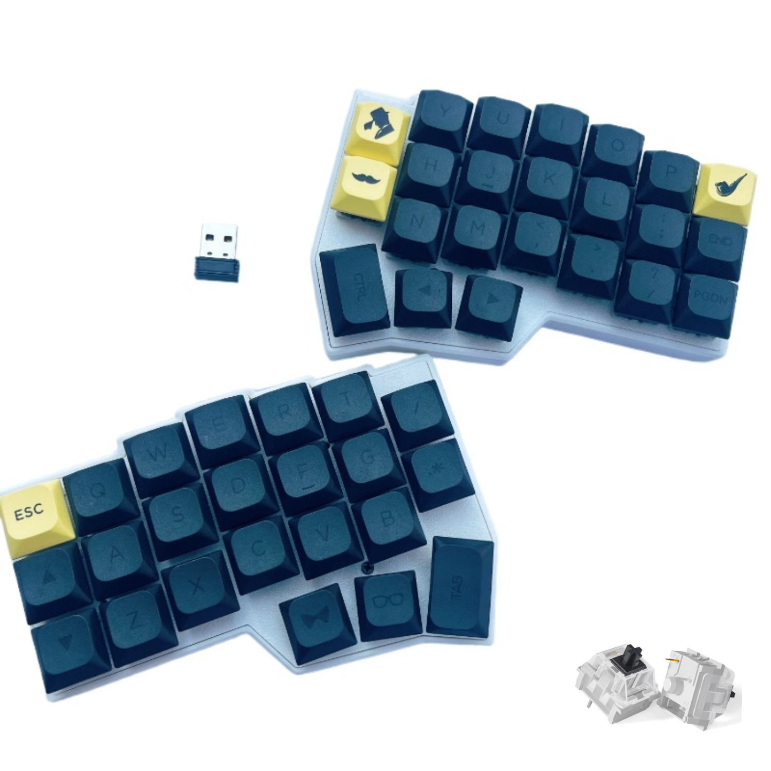 MiFuny WCORNE V4.1 Customize Wireless 2.4G Split Keyboards DIY Hot Swap Ergonomic Design Keyboard Accessory No Shaft Body and Keycap