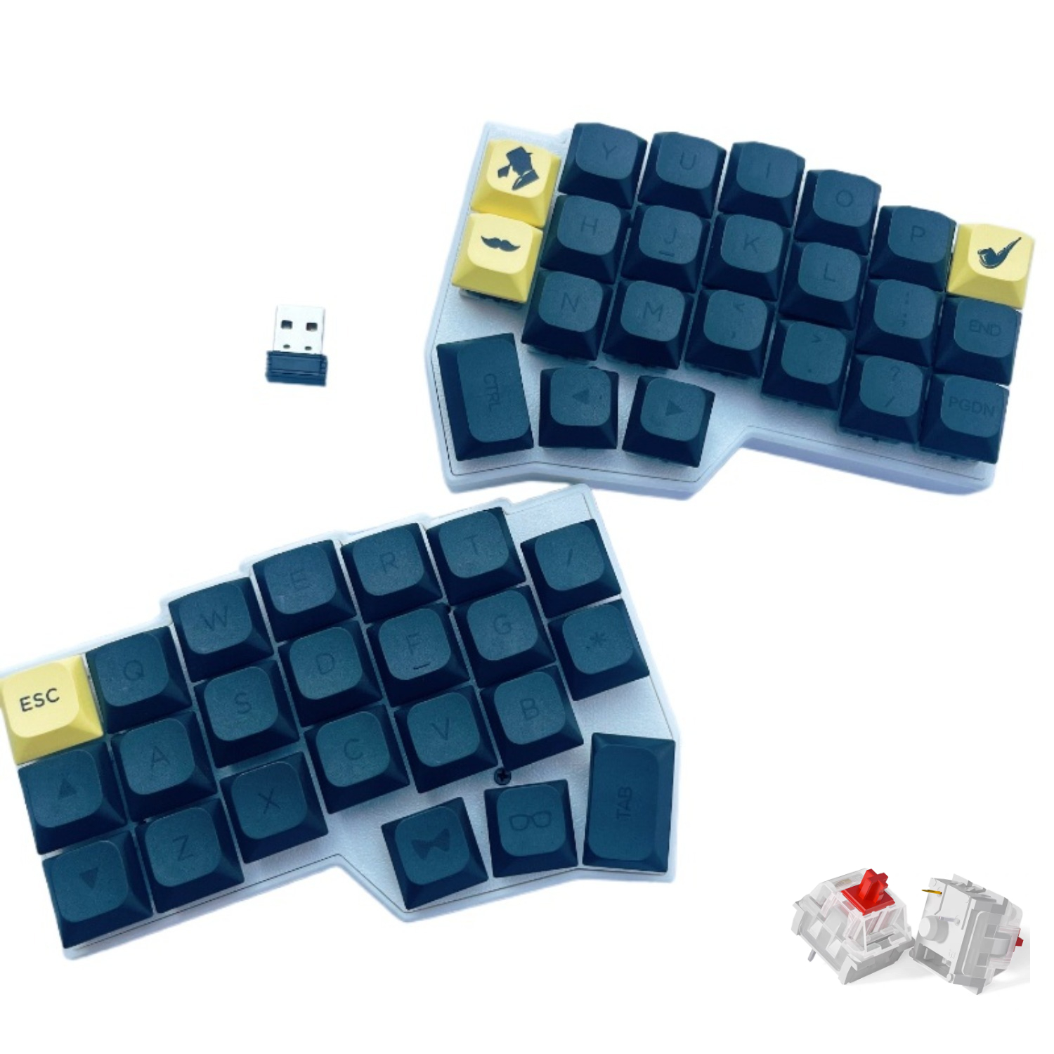 MiFuny WCORNE V4.1 Customize Wireless 2.4G Split Keyboards DIY Hot Swap Ergonomic Design Keyboard Accessory No Shaft Body and Keycap