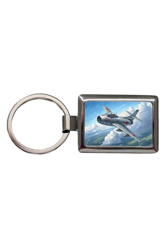 MiG-15 Russian Fighter Jet Plane Metal Rectangle Keychain