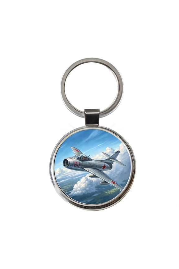 MiG-15 Russian Fighter Jet Plane Metal Round Keychain