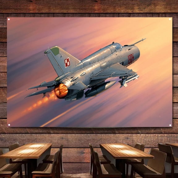 MiG-21 Fishbed Fighter Jet Posters and Prints Military Flag Home Decor Banner 38" x 57"