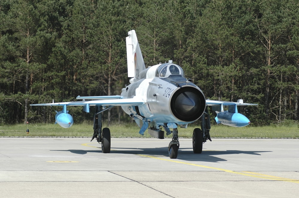 MiG-21 Lancer of the Romanian Air Force Canvas Art - Riccardo NiccoliStocktrek Images (34 x 23)