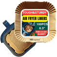 thumbnail image 1 of MiKapana Air Fryer Liners Disposable Parchment Paper, 6.3" x 6.3" Square, 100 Count, 1 of 6
