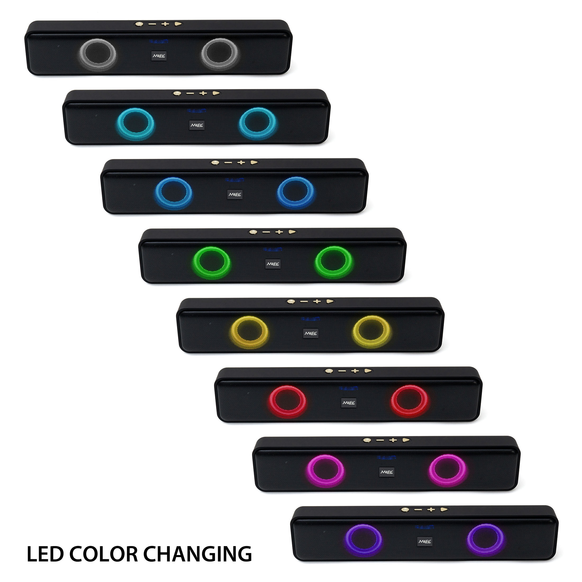 MiLife, Portable Bluetooth Sound Bar Speaker, with Multi Color LED