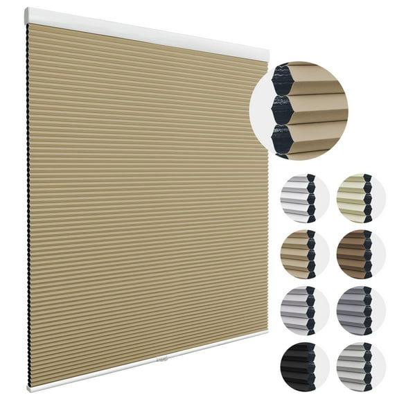 MiLin 100% Blackout Cordless Cellular Shades Cellular Blinds for Windows Heat Insulation UV Protection Honeycomb Design Blinds and Shades Room Darkening Shades (Blackout Coffee, 54" W X 60" H)